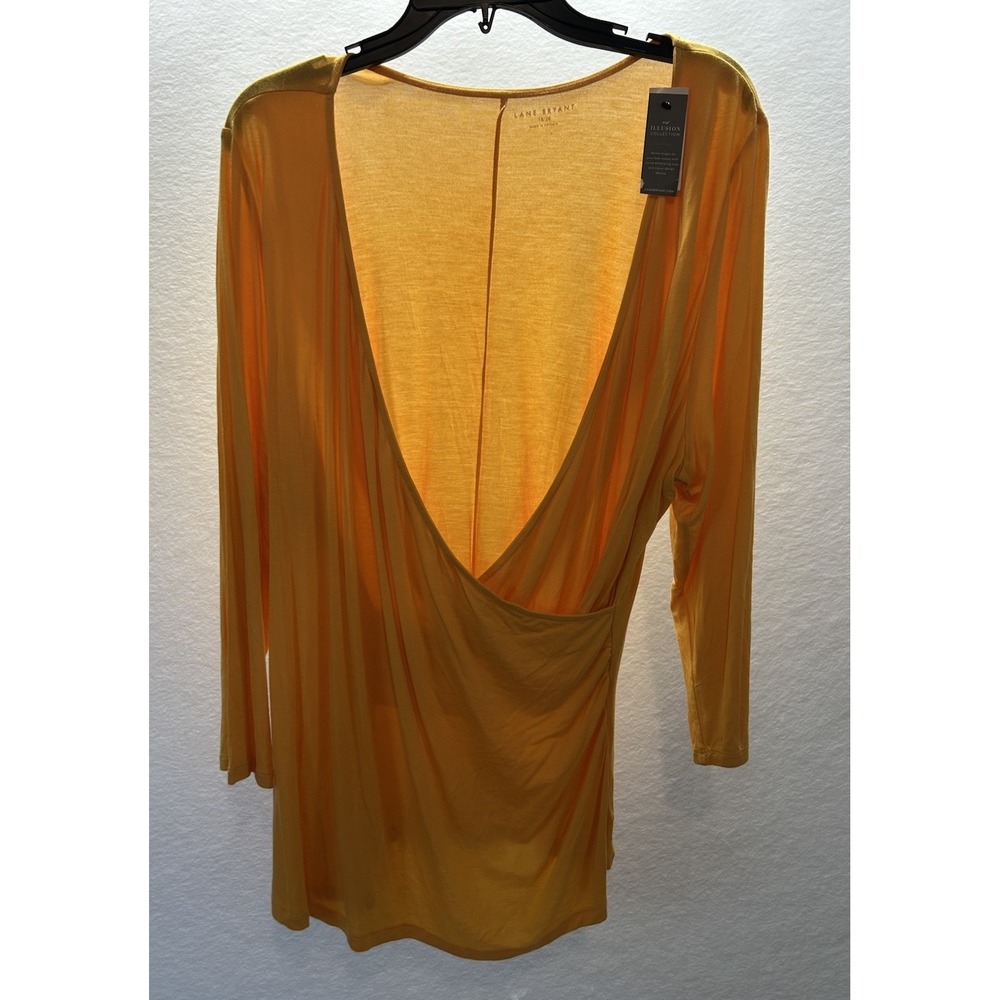 Lane Bryant Faux Wrap Top Women's Plus 18/20 Yellow Knit Stretch Lightweight NWT